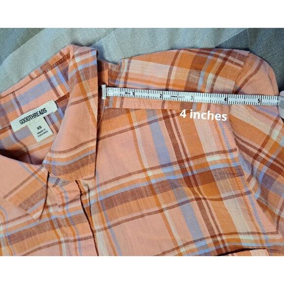 Goodthreads Women's Washed Cotton Boyfriend Shirt , Plaid Long Sleeves XS - Picture 4 of 12